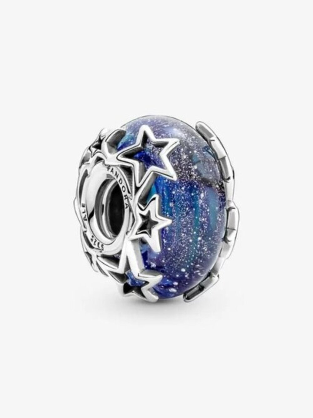 Pandora Silver Starry Night Glass Charm - Blue and Purple